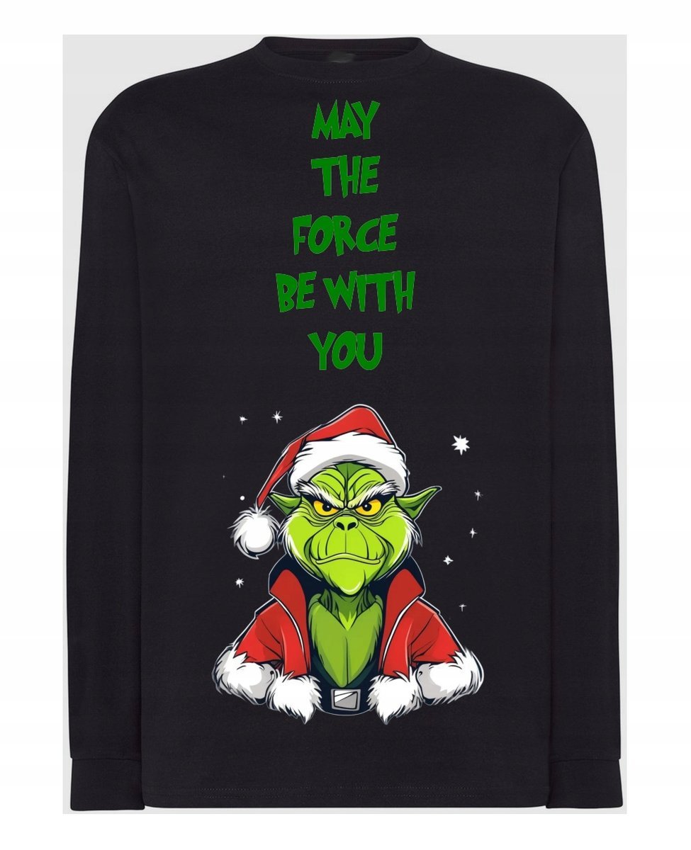 Longsleeve męski Świąteczny YodaGrinch Niech Moc będzie z Tobą r.4XL