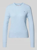 Swetry damskie - Sweter o kroju slim fit z czystej bawełny - miniaturka - grafika 1