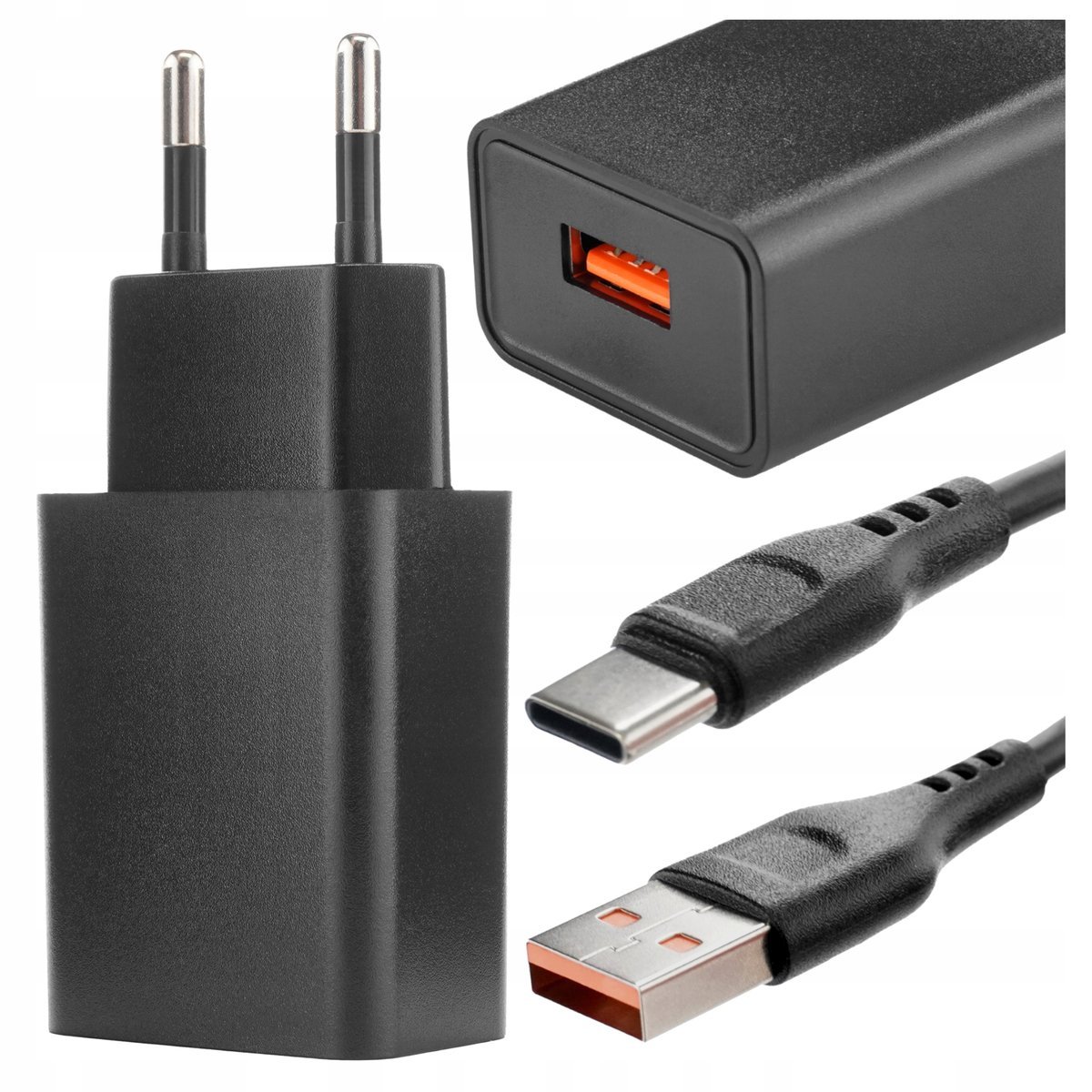 Zestaw Ładowarka Sieciowa 2,4A 12W Usb A Uniwersalna I Kabel Przewód Typ C