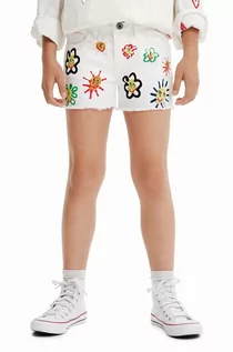 Spodnie i spodenki dla dziewczynek - Desigual szorty dziecięce kolor biały z nadrukiem - grafika 1
