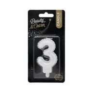 Urodziny dziecka - Godan Świeczki urodzinowe - Cyferki 3 perłowa - miniaturka - grafika 1