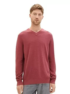 Swetry męskie - TOM TAILOR sweter męski, 32621 – Burned Bordeaux Red Melange, XL - grafika 1