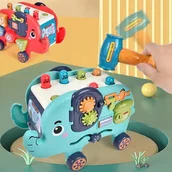 Zabawki sensoryczne - SŁONIK INTERAKTYWNY MONTESSORI NIEBESKI ZABAWKA DLA DZIECI PREZENT 18m+ - miniaturka - grafika 1