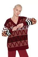 Bluzy damskie - Trendyol Damska bluza oversize z dekoltem w serek, bordowa, M, Burgund, M - miniaturka - grafika 1