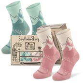 Skarpetki męskie - Comodo Tre29 Skarpetki Termoaktywne Merino Alpaka 35-38, Zielono-różowe, Cienkie, Za Kostkę Wiosenno-letnie, Na Prezent. - miniaturka - grafika 1