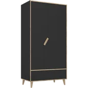 Szafy i szafki dla dzieci - Szafa dwudrzwiowa z szufladą czarna tutu black - miniaturka - grafika 1