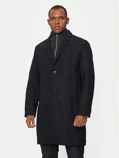 Lindbergh Płaszcz wełniany 30-303046 Czarny Regular Fit - Płaszcze męskie - miniaturka - grafika 1