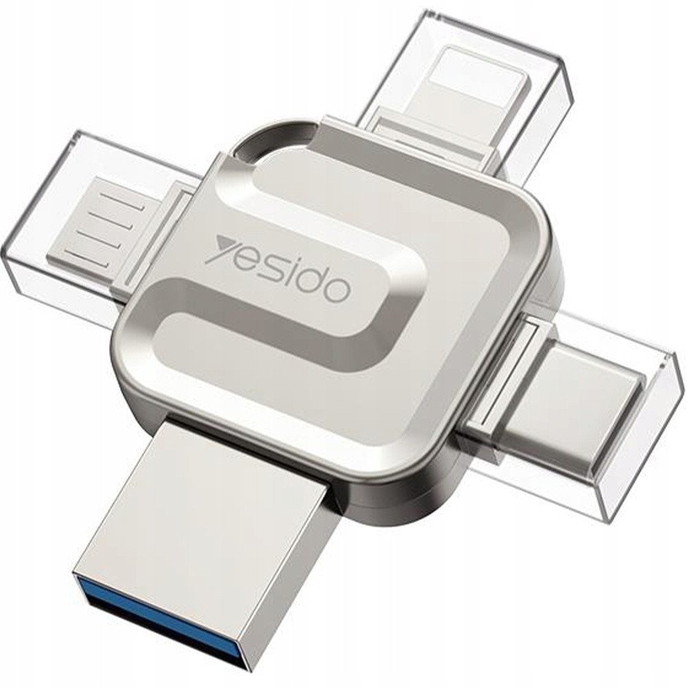 yesido Flash Disk FL15 4w1 OTG Adapter USB3.0, 16GB, SILVER / SREBRNY