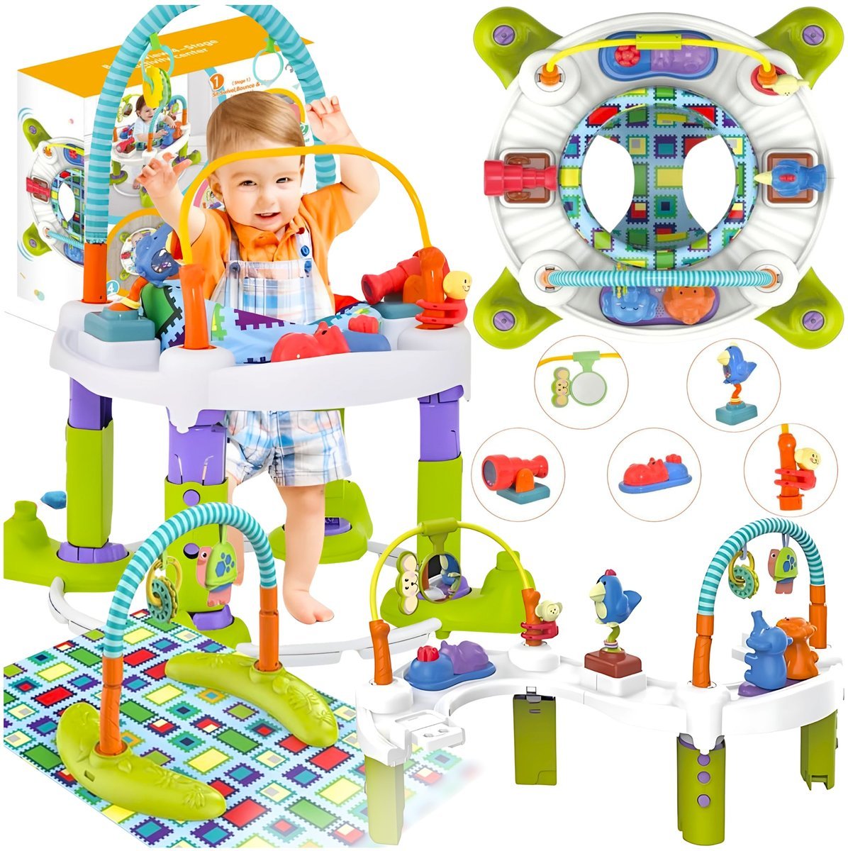 Centrum Zabaw 4W1 Dla Niemowląt Dzieci Stolik Edukacyjny Chodzik Mata 0+
