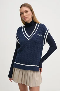 Pepe Jeans kamizelka bawełniana IVA VEST kolor granatowy lekki PL702167 - Swetry damskie - miniaturka - grafika 1