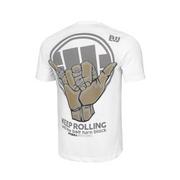 Koszulki sportowe męskie - Pit Bull T-Shirt Koszulka Keep Rolling Biała - miniaturka - grafika 1