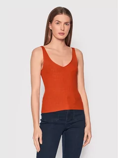 Koszulki i topy damskie - Vero Moda Top Glory 10264760 Pomarańczowy Slim Fit - grafika 1