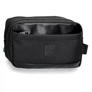 Pepe Jeans Sander Neceser Dwie przegrody adaptacyjne 26x16x12 cms Poliester z syntetycznymi detalami skóry Czarny, czarny, Neceser Dos Compartimentos Adaptable, regulowana kosmetyczka dwukomorowa - Kosmetyczki, organizery i kuferki - miniaturka - grafika 1