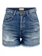 Spodenki damskie - Bestseller A/S Damskie szorty ONLJENNA EX HW RAW DNM AZG111, Medium Blue Denim, XS, niebieski (medium blue denim), XS - miniaturka - grafika 1