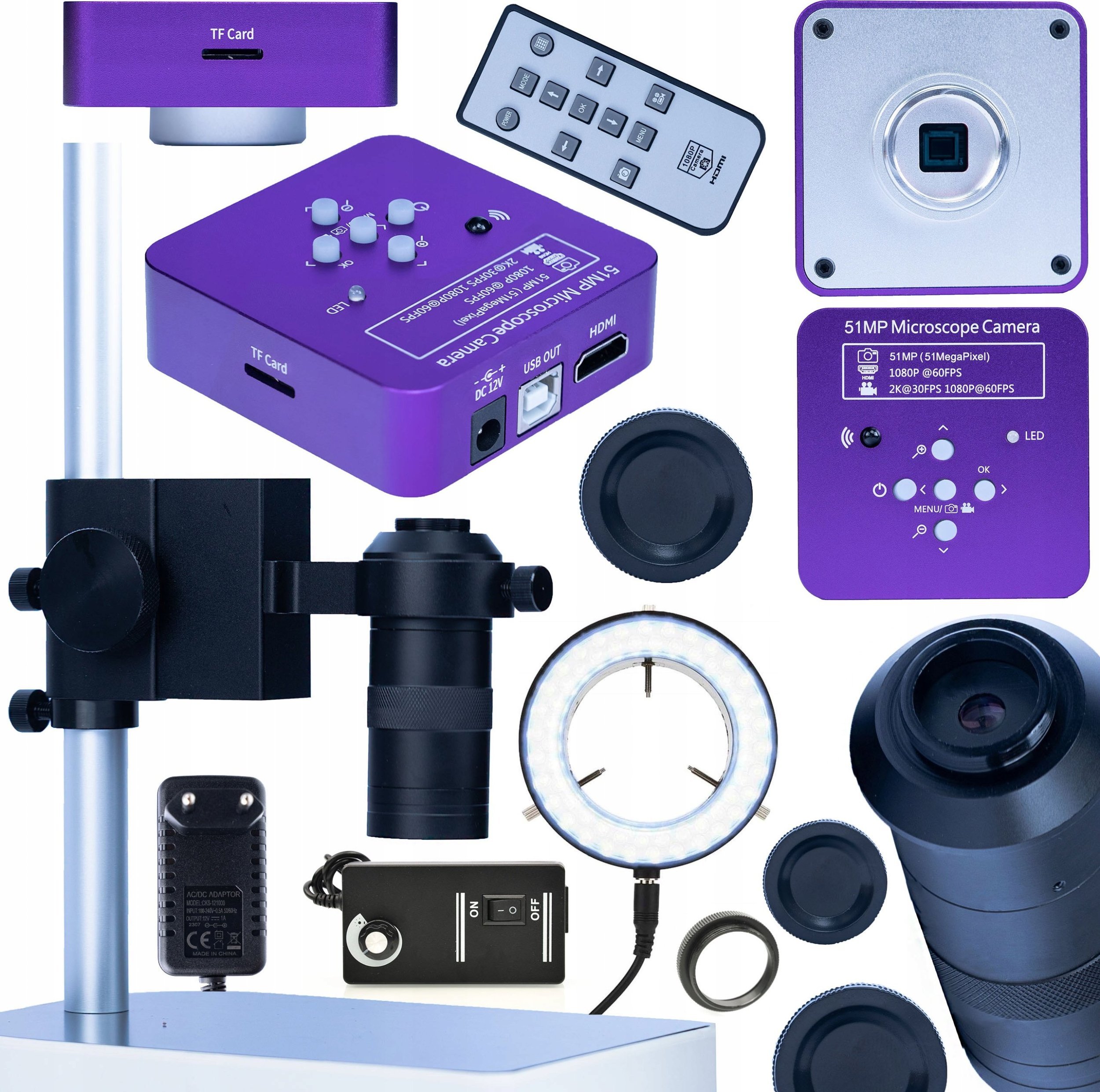 Mikroskop Rosfix MIKROSKOP CYFROWY PRO Z OŚWIETLACZEM PUPPIS PINK PRO HDMI USB SD 51MP 4W1