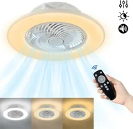 Wentylatory sufitowe - Wentylator sufitowy LED LZQ z oświetleniem i pilotem zdalnego sterowania, lampa sufitowa z wentylatorem, ściemnialna lampa sufitowa z łopatkami wentylatora - miniaturka - grafika 1