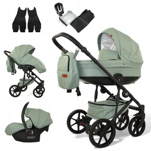 Wózek Dziecięcy MOMMO DELUXE 3w1Mint Ekoskóra - Wózki dziecięce - miniaturka - grafika 1