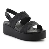 Sandały damskie - Sandały Crocs Brooklyn Woven Low Wedge 209977-060 czarne - miniaturka - grafika 1
