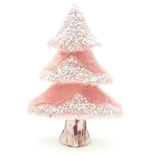 Choinka Sztuczna Z Futerkiem Brokatem Kryształowa Glamour Różowa 24Cm - Ozdoby bożonarodzeniowe - miniaturka - grafika 1