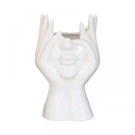 Wazony i flakony - Biały ceramiczny wazon w kształcie twarzy, nowoczesna figura dekoracyjna do domu, idealna na prezent, 18 cm wys. x 9 cm szer. - miniaturka - grafika 1