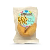 Desery dla dzieci - Ciasteczko z wróżbą z naklejką okrągłą "Urodzinowe ciasteczko" 6g - miniaturka - grafika 1