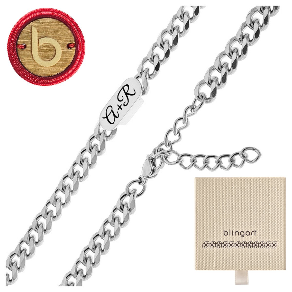 Łańcuszek męski z grawerem PANCERKA stal 316L