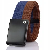 Paski - Klasyczny Parciany Pasek Męski Granat+Brąz DŁUGI - miniaturka - grafika 1