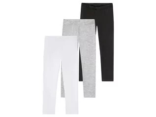 Spodnie i spodenki dla dziewczynek - LUPILU LUPILU Legginsy dziewczęce z bawełną, 3 pary (110/116, Czarny/ biały/ jasnoszary) - grafika 1