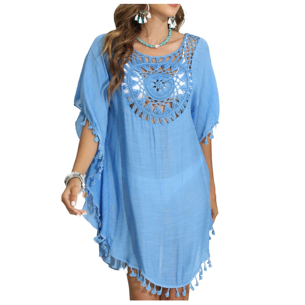 Pareo plażowe sukienka tunika boho frędzle