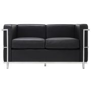 Sofy i kanapy - King Home Sofa dwuosobowa SOFT LC2 czarna - włoska skóra naturalna T011A-2S.SOFT - miniaturka - grafika 1