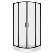 Kabiny prysznicowe - Kabina prysznicowa z brodzikiem Solid RS 80 BL szkło transparentne 6 mm, profole czarne KERRA - miniaturka - grafika 1