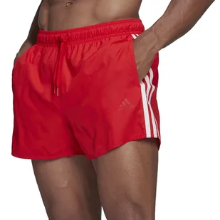 Spodenki adidas Classic 3-Stripes Swim Shorts HA0391 - czerwone - Spodnie sportowe męskie - miniaturka - grafika 1