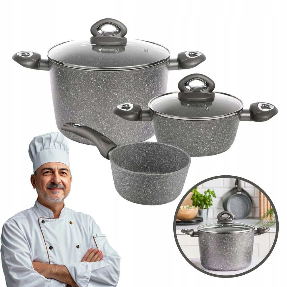 Zestaw garnków i rondel powłoka non-stick Valdinox Rock 5 el. indukcja gaz