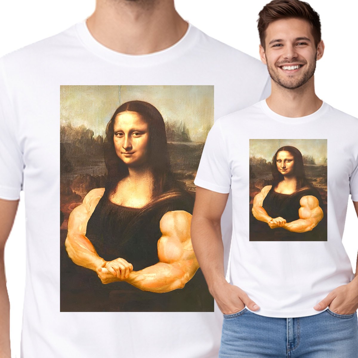 Śmieszna Koszulka Na Siłownię Mona Lisa Biceps Dla Kulturysty P407 S