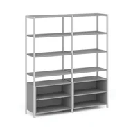 Inne meble biurowe - Podwójna ścianka półkowa HOME OFFICE z szfką półkową, biała/szara - miniaturka - grafika 1