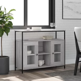 Szafka, szary dąb sonoma, 100x35x80 cm, materiał drewnopochodny Lumarko! - Szafki do salonu Szafka, szary dąb sonoma, 100x35x80 cm, materiał drewnopochodny Lumarko! - Szafki do salonu - miniaturka - grafika 1