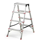 Drabiny - B2B Partner Aluminiowe stopnie dwustronne, 2x4 stopnie, 870 mm 399003 - miniaturka - grafika 1