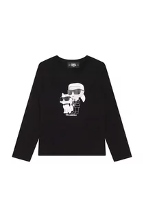 Bluzki dla dziewczynek - Karl Lagerfeld longsleeve dziecięcy kolor czarny z nadrukiem - grafika 1