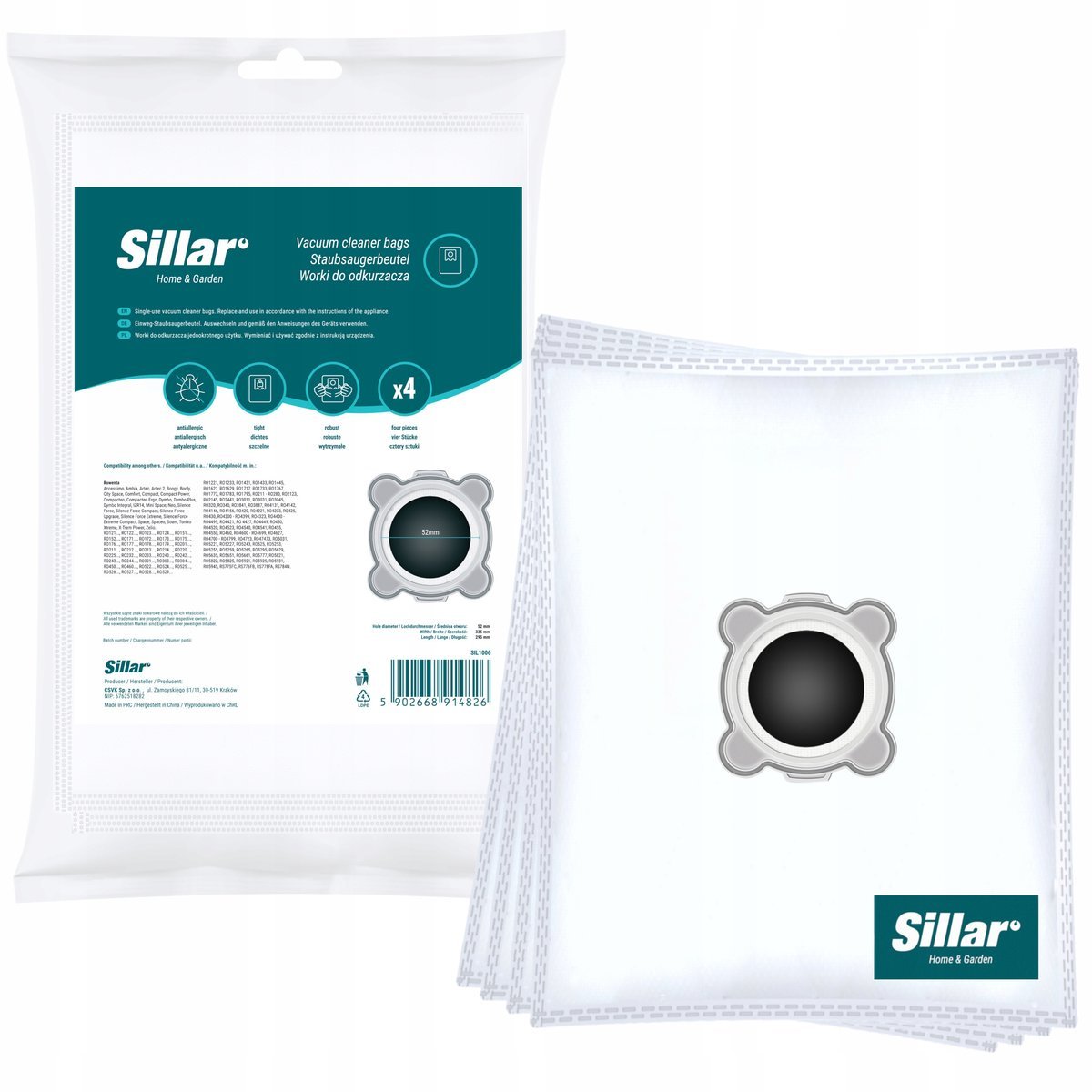 4x Worki do Rowenta Tefal TW6477 TW6477RA TW6493 TW6843 TW6886