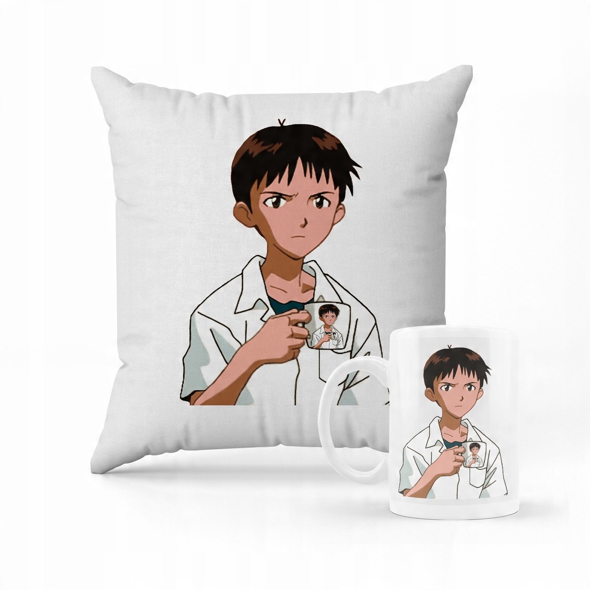 ZESTAW KUBEK + PODUSZKA SHINJI Neon Genesis + IMIĘ