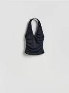 Koszulki i topy damskie - Reserved - Top z marszczeniami - czarny - miniaturka - grafika 1