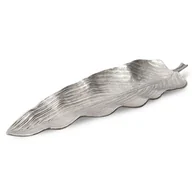 Tace i patery - Patera Dekoracyjna Z Metalu Liść Sara 55X19X4 Srebrna - miniaturka - grafika 1
