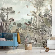 Fototapety - Fototapeta zwierzęta dżungli zielonoszarym - 300 x 280 cm - KOMAR - miniaturka - grafika 1