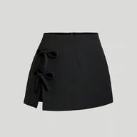Spódnice - TEMU Mini Spódnica z Seksnym Rozcięciem i Muszką, Idealna na Wiosnę i - miniaturka - grafika 1