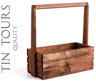 BRĄZOWA SKRZYNKA DREWNIANA Z PAŁĄKIEM 30x13x11/31 cm - Donice - miniaturka - grafika 1