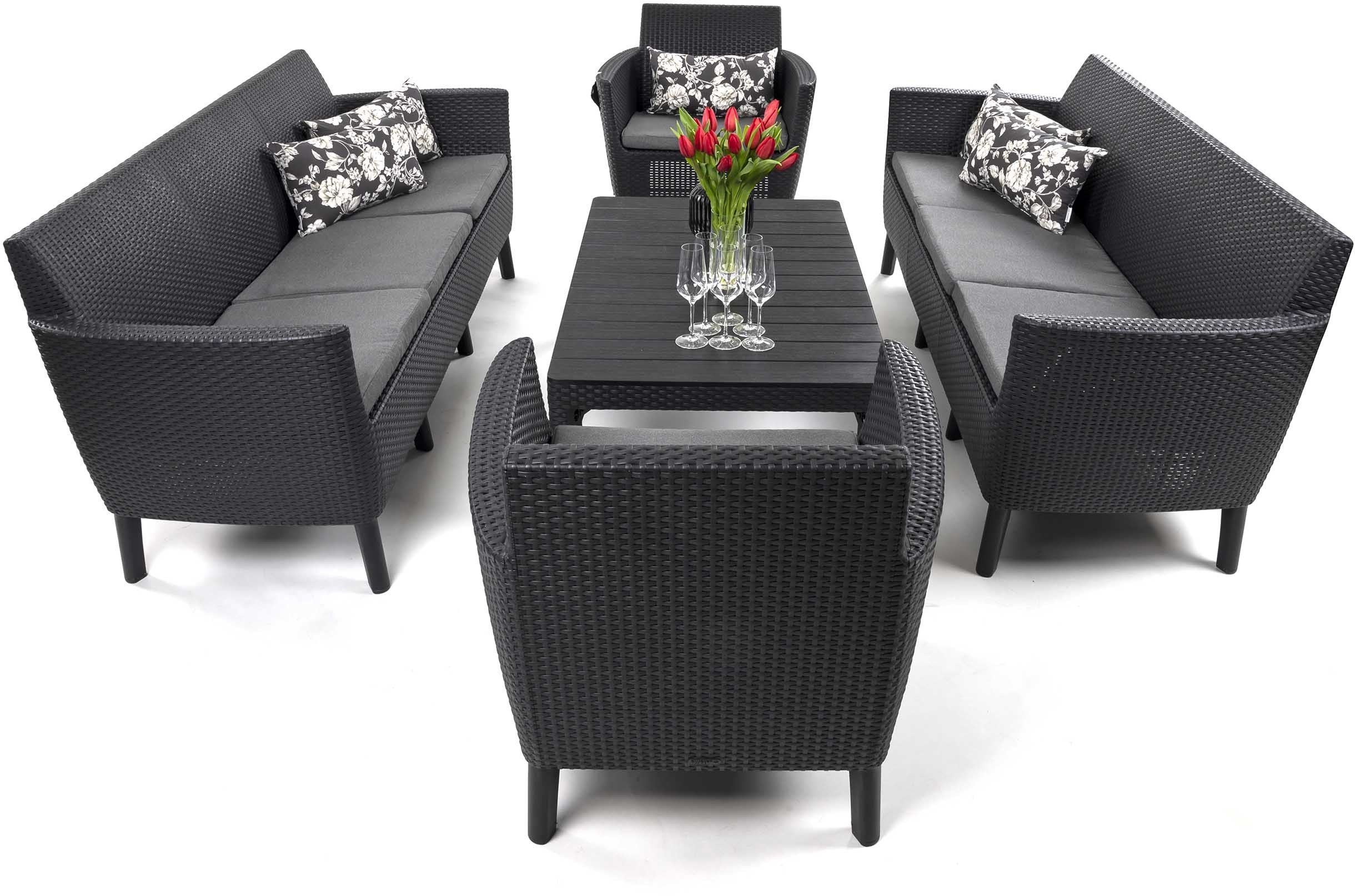 KETER Zestaw mebli ogrodowych Salemo Fiesta Lyon dla 8 osób grafitowy