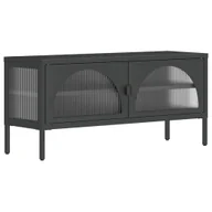 Szafki RTV - vidaXL Szafka pod telewizor czarna 105x35x50 cm szkło i stal - miniaturka - grafika 1