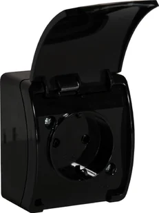 Orno Gniazdo pojedyncze 2P+Z Schuko AQUATIC, IP44, czarne, 10 szt. - Gniazdka elektryczne - miniaturka - grafika 1