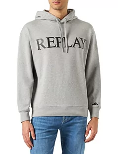 Replay Męska bluza z kapturem, Melange Grey M08, L - Bluzy męskie - miniaturka - grafika 1