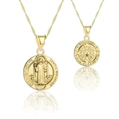 Naszyjniki - Medalik Świętego Benedykta Srebrny Pozłacany - miniaturka - grafika 1